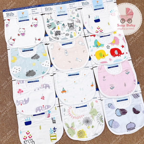 Yếm xô tròn sơ sinh Muslin tree bibs