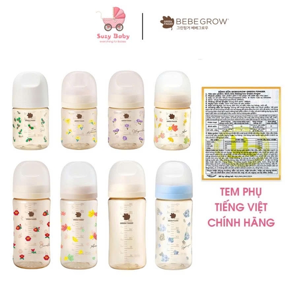 Bình sữa GreenFinger BebeGrow Làm từ nhựa PPSU Cổ Rộng Cho Bé 160ML, 280ML, Suzy baby