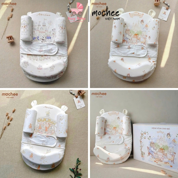 Đệm chống trào ngược kết hợp đệm ngủ 3in1 Velva Cotton Mochee cho bé