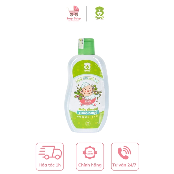 Nước tắm gội thảo dược mipbi 200ml an toàn cho bé từ sơ sinh