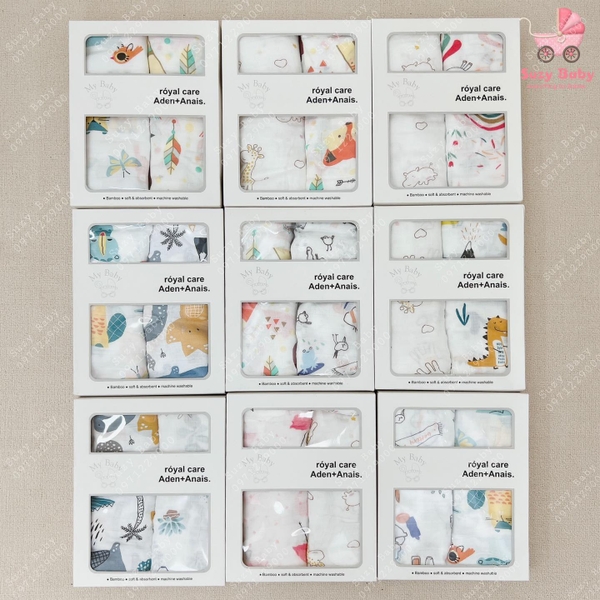 Hộp 2 khăn Aden swaddle cao cấp