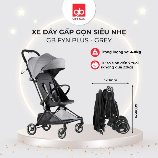 Xe đẩy gấp gọn siêu nhẹ GB FYN PLUS 0177B dây đai bạc