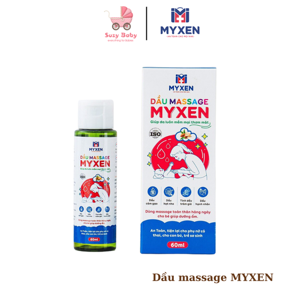 Dầu massage MYXEN hương cám gạo an toàn cho bé ̉60ml