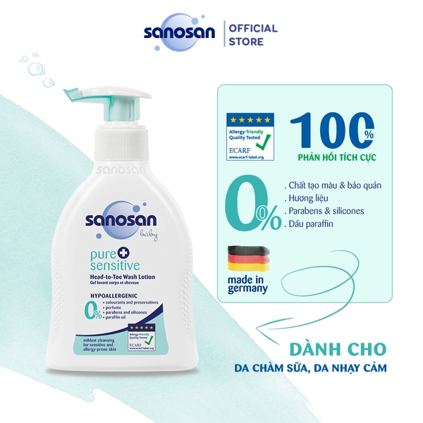 Sữa tắm gội dịu nhẹ Sanosan cho da nhạy cảm 200ml