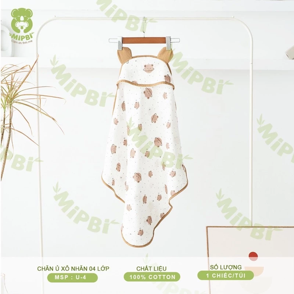Ủ CHOÀNG XÔ MUSLIN MIPBI (Hoạ tiết gấu vũ trụ)