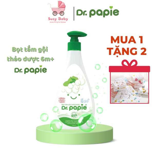 Bọt tắm gội thảo dược Dr.Papie - Sữa tắm gội cho bé từ 6 tháng - 300ML