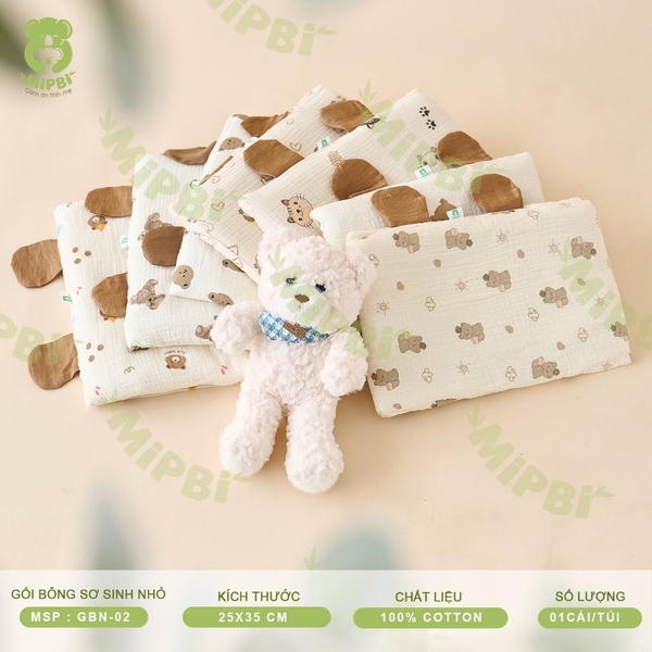 Gối bông sơ sinh mipbi,suzy baby