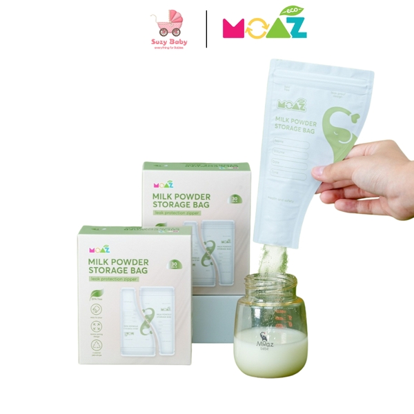 Túi trữ sữa bột Moaz Eco 50gr/1 túi, 30 túi/1 hộp an toàn tiện lợi cho mẹ