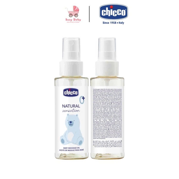Dầu Mát-xa, Massage Cấp ẩm và Hỗ Trợ đàn Hồi Da Chicco Natural Sensation 0M+ 100ml