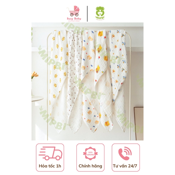 Khăn tắm xô nhăn Mipbi 6 lớp hoạ tiết