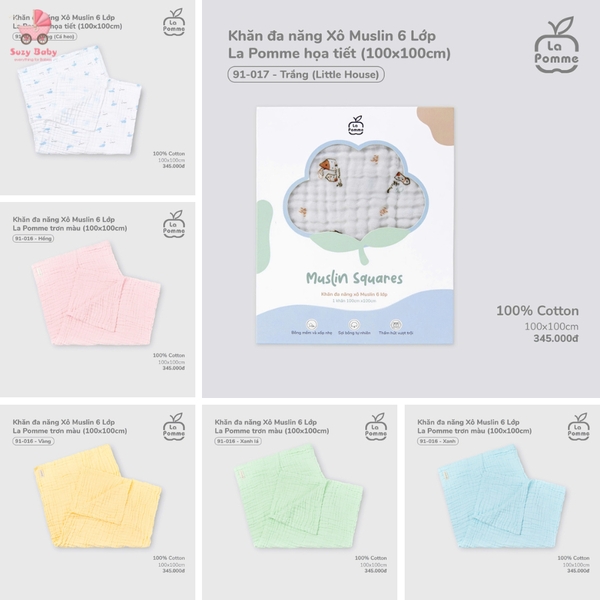 Khăn tắm, Khăn đa năng Lapomme 6 lớp muslin