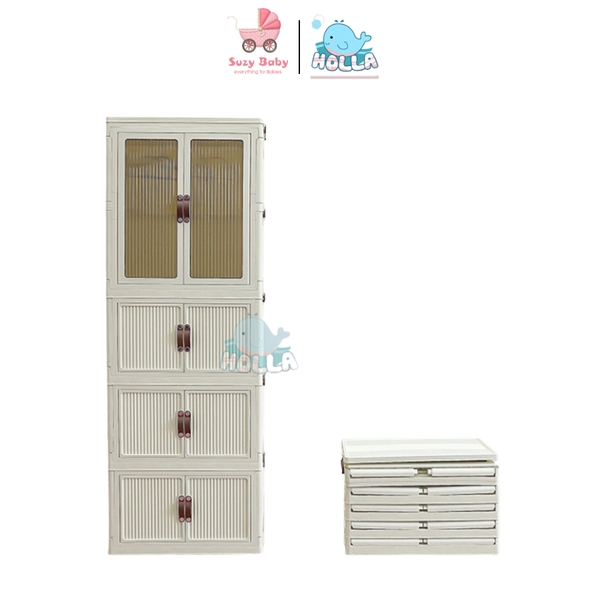 Tủ 4 tầng holla gấp gọn có bánh xe