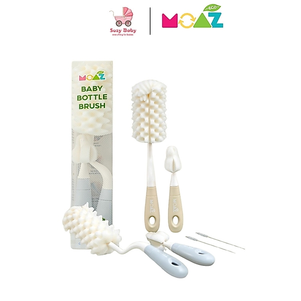 Bộ cọ rửa bình sữa  Moaz Eco thiết kế tiện lợi cho bé