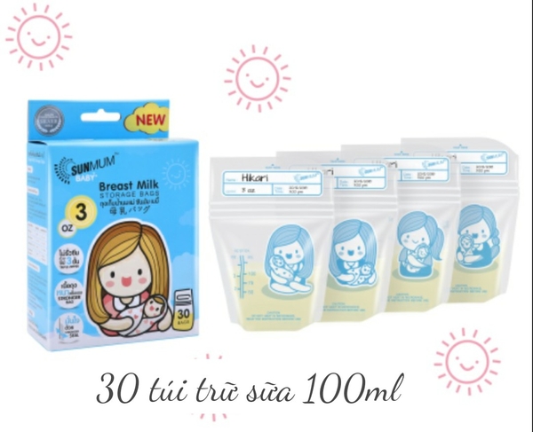 Túi trữ sữa Sunmum 100ml hộp 30 cái