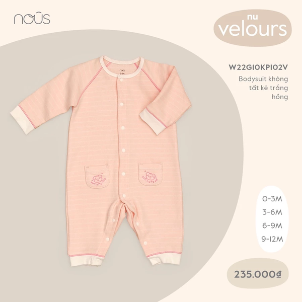 Body không tất kẻ trắng hồng 0M-9M