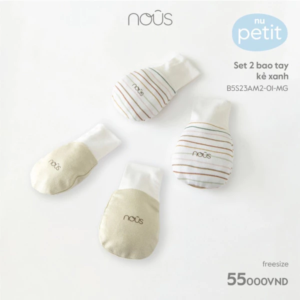 Set 2 bao tay kẻ xanh Nous