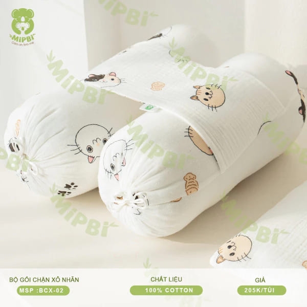 BỘ GỐI CHẶN SƠ SINH MIPBI (Be mèo)