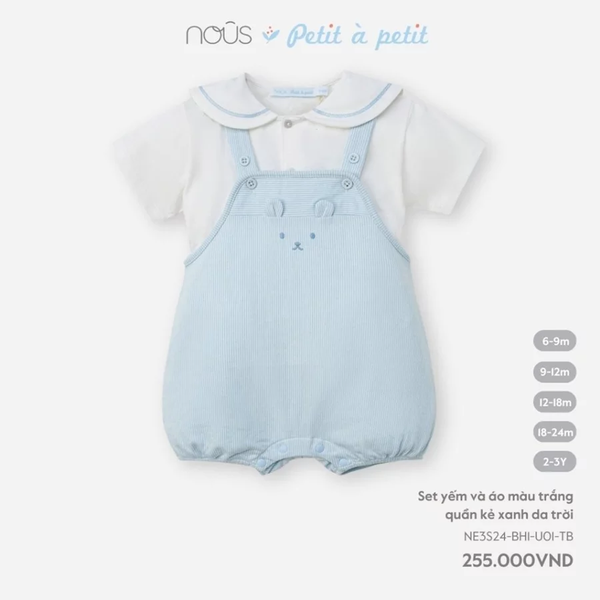Bộ cộc tay áo trắng phối trắng xanh 6M-2Y