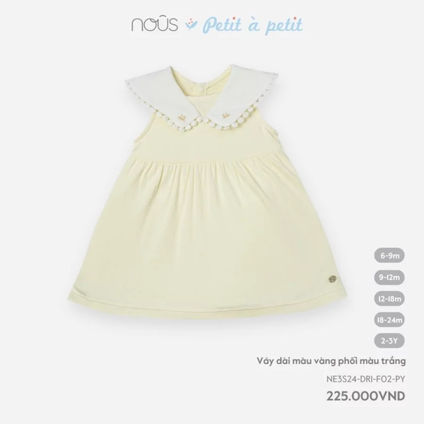 Váy dài màu vàng phối màu trắng 6M-2Y