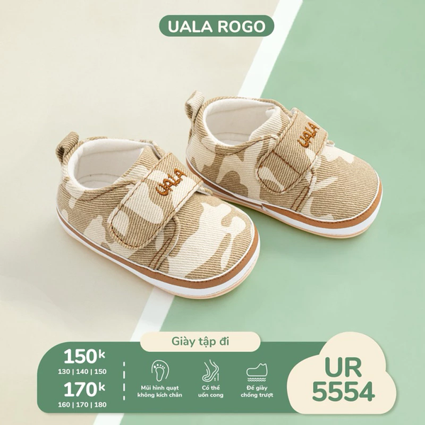 Giày tập đi mềm mại Ualarogo cho ( Quân đội màu be )