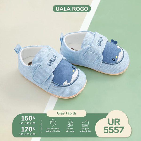 Giày tập đi mềm mại Ualarogo cho bé (Cá voi xanh)