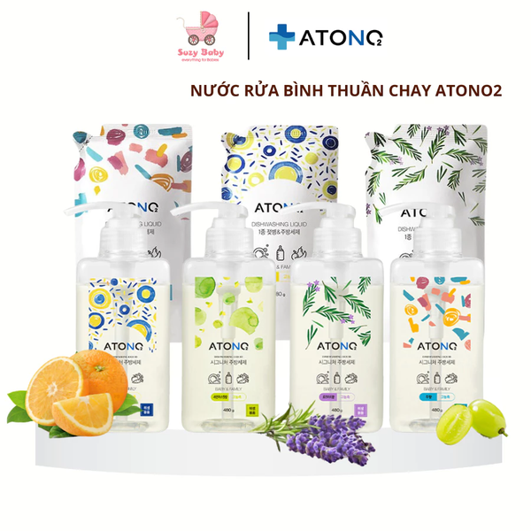 Nước rửa bình sữa & chén bát đậm đặc thuần chay, Atono2 Hàn Quốc