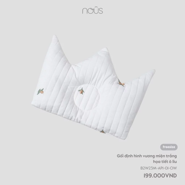 GỐI NOUS ĐỊNH HÌNH ĐẦU CHO BÉ - Vương miện trắng hoạ tiết oliu