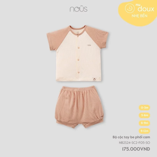 Bộ cộc tay be phối cam 0M-9M