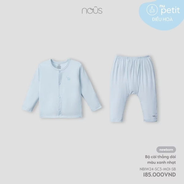 Bộ cài thẳng dài màu xanh nhạt NB