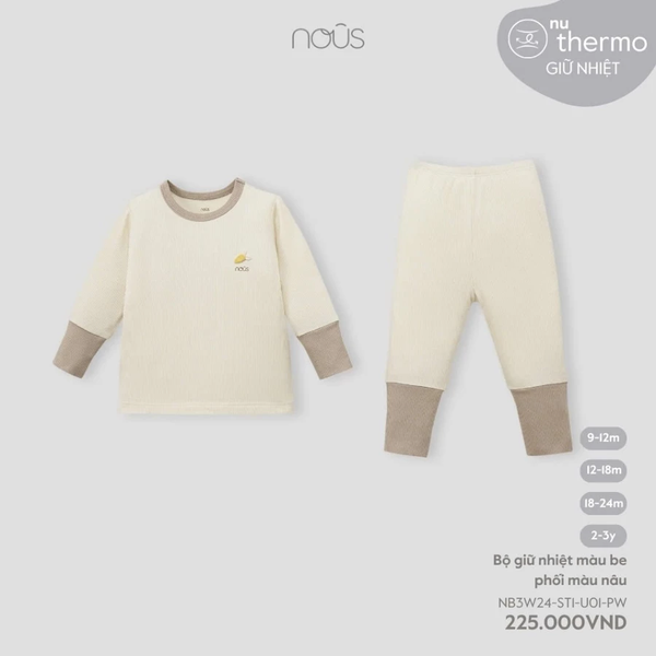 Bộ giữ nhiệt màu be phối màu nâu 9M-2Y
