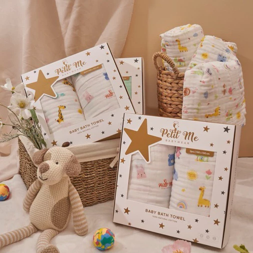 NOUS, PETIT ME KHĂN TẮM XÔ NHĂN 6 LỚP MUSLIN MỀM MỊN