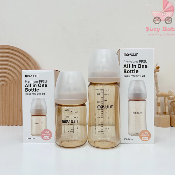 [CHÍNH HÃNG] BÌNH SỮA MOYUUM HOẠ TIẾT 170/270ml (bình đã kèm núm)