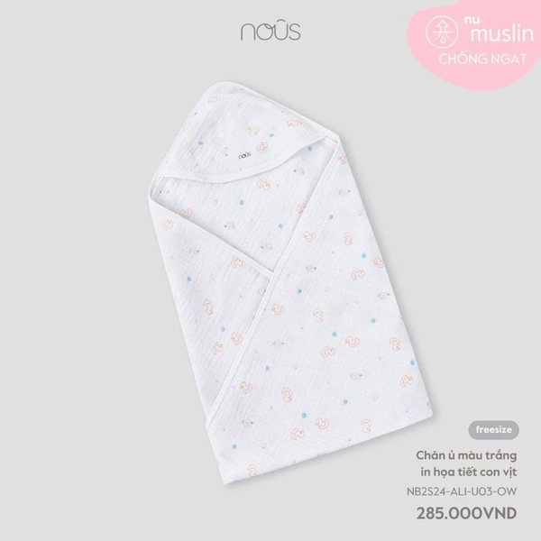 NOUS chăn ủ màu trắng in hoạ tiết con vịt