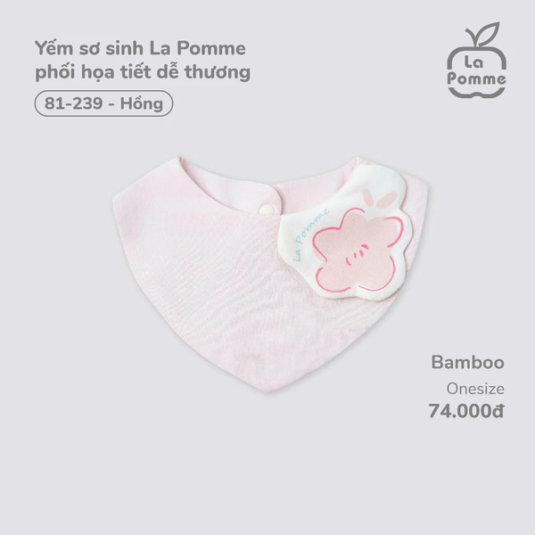 Yếm sơ sinh Lapomme phối hoạ tiết dễ thương Hồng