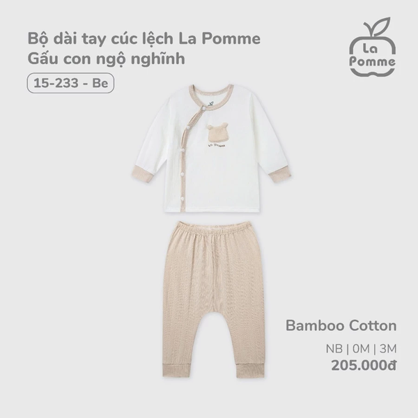 Bộ dài tay cúc lệch La Pomme Gấu con ngộ nghĩnh NB-3M