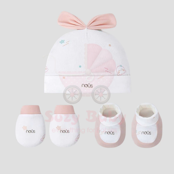 Mũ BTBC trắng hoạ tiết phối trắng