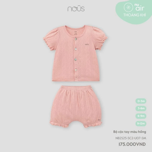 Bộ cộc tay màu hồng 0M-9M
