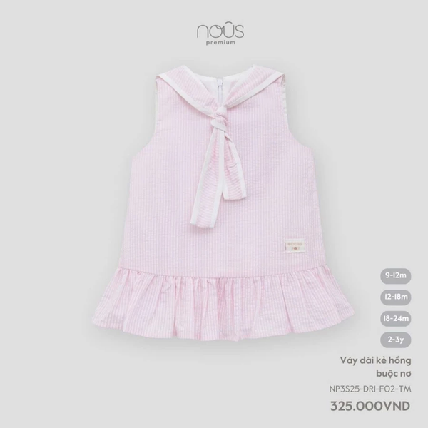 Váy dài kẻ hồng buộc nơ 9M-2Y