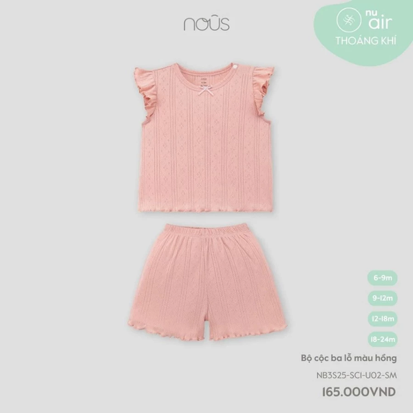Bộ cộc ba lỗ màu hồng 6M-2Y