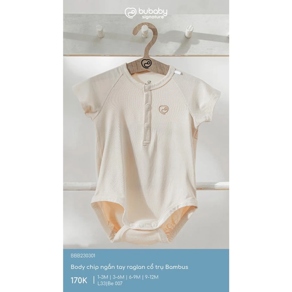 Bubaby bodychip ngắn tay raglan cổ trụ Bambus 1M-9M