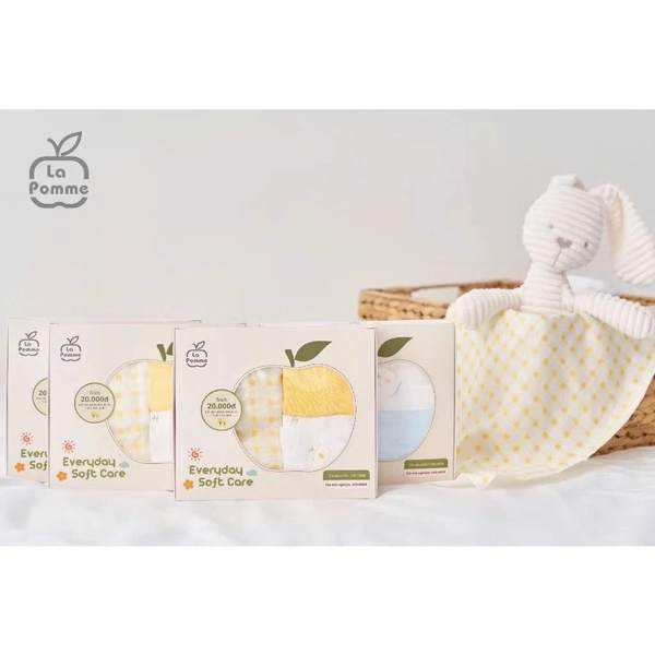 Set Khăn Tắm Và Khăn Sữa Sợi Tre Lụa La Pomme Hộp set 3 Cho Bé