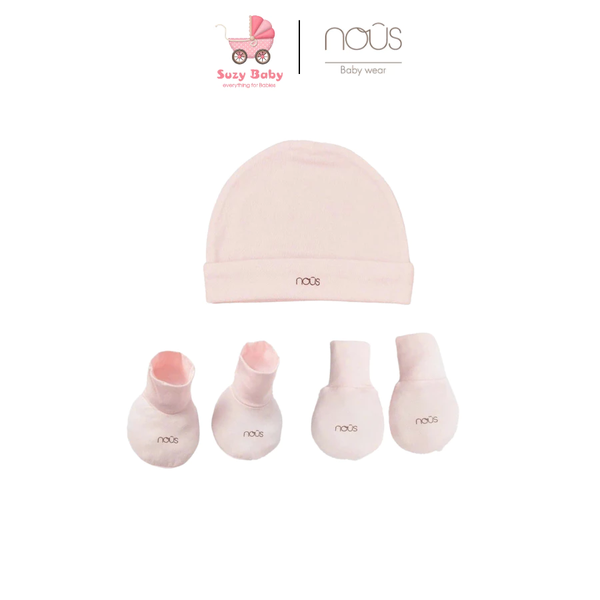NOUS SET PHỤ KIỆN MŨ BAO TAY CHÂN  NOUS (HỒNG MỚI)