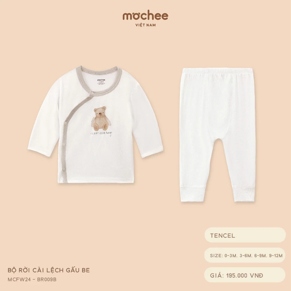 Bộ rời cài lệch gấu be 0M-9M