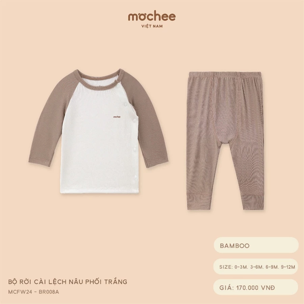 Bộ rời cài lệch nâu phối trắng 0M-9M