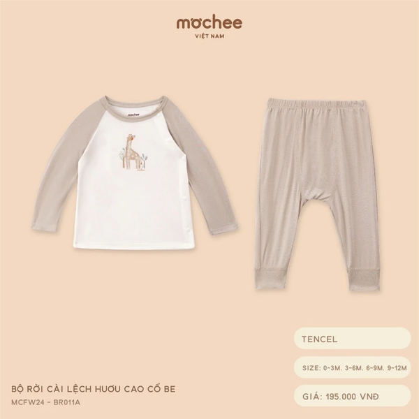 Bộ rời cài lệch hươu cao cổ be 0M-9M