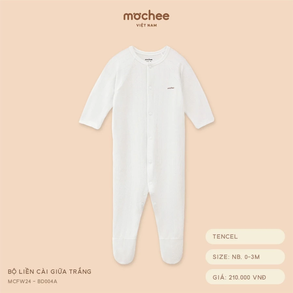 Bộ liền cài giữa trắng NB,0M