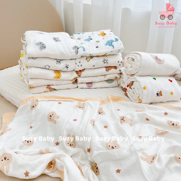 CHĂN XÔ ADEN 100% SỢI TRE KHÁNG KHUẨN ĐA NĂNG 4 LỚP HOẠ TIẾT