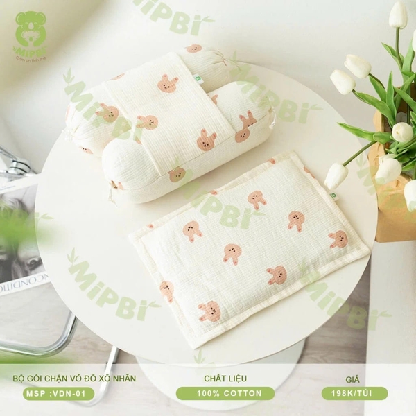 Bộ Gối Chặn Vỏ Đỗ Xô Nhăn Mipbi (Thỏ)