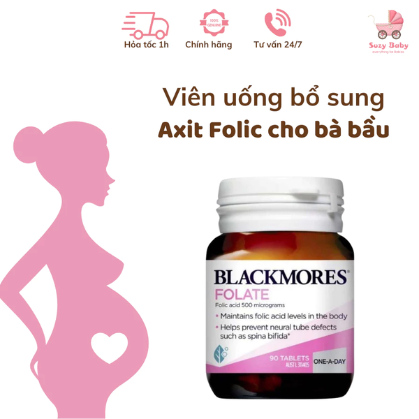 Blackmores Folate 500mcg 90 viên Úc bổ xung axitfolic của Úc