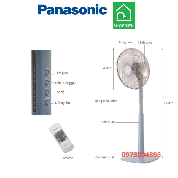 Quạt cây đứng Panasonic F-409KB màu xanh CÔNG TY TNHH THƯƠNG MẠI VÀ KỸ ...